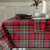Benson Mills holiday plaid tablecloth in red for Christmas dining setups