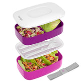 Bentgo Classic front view shows purple three-compartment lunch box for organized meals