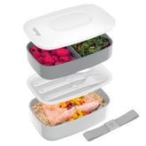 Bentgo Classic gray bento top view showing organized three compartments.