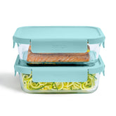 Bentgo Glass leak-proof lids demonstrate a tight seal for mess-free leftovers and on-the-go meals.