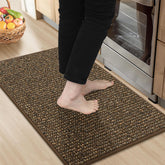BEQHAUSE kitchen rug with absorbent dense yarn in brown protects floors from spills