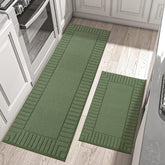BEQHAUSE kitchen rug 24x35 green with non-slip surface for safe standing