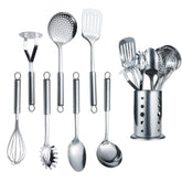 Berglander 8-piece utensil set on stand in mirror finish for easy kitchen display