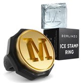 Berlinzo M-letter ice stamp ring creates custom M-shaped ice for cocktails.