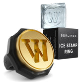 Berlinzo W Letter Ice Stamp with brass head creates bold W-shaped ice for cocktails.