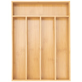 Besilord bamboo silverware organizer in a drawer with five slots for easy access