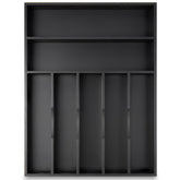 Besilord silverware organizer in a black 7-slot drawer keeps utensils neatly organized.