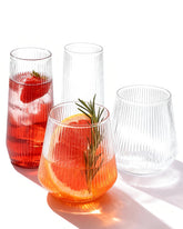 BESTSTAR 48-pack origami ripple flutes, 9oz stemless glassware for weddings and toasts.