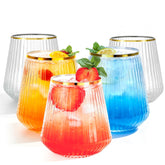 BESTSTAR Origami Ripple wine glasses with ribbed texture, ideal for weddings and parties.