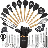 BESTZMWK cooking utensils collection in holder for an organized, efficient kitchen.