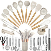BESTZMWK 35-piece set with wooden handles protecting nonstick pans