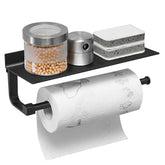 BESy adhesive towel holder with shelf, matte black, quick wall mounting