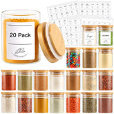Betrome 4oz glass spice jar front view with bamboo lid for organized pantry storage