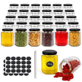 Betrome 6oz hexagon jar with black lid for elegant storage