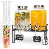 Betrome glass dispensers in a two-pack with a sturdy stand for parties and events.