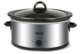 Better Chef oval slow cooker with glass lid highlighting 3-quart capacity for family meals.