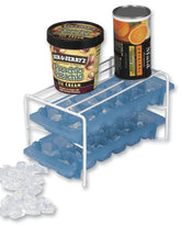 Better Houseware ice tray organizer shelf keeps two trays accessible and freezer organized.