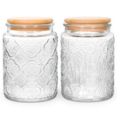 Bewave vintage glass jar with embossed pattern for pantry organization.