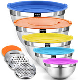 BEWOS mixing bowls with lids set for organized prep and versatile cooking