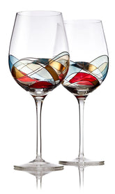 Bezrat hand-painted red wine glass set of 2 for elegant entertaining