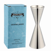 BGM.FOX polished double jigger side view showing premium mirror finish for precise pours