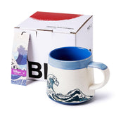 BICETTO Great Wave mug closeup for daily coffee ritual.