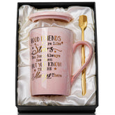 Biching Best Friend mug with pink glaze and gold rim, ideal for gifting.