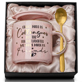 Biching coworker mug pink marble on desk, thoughtful farewell gift