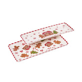 Bico Gingerbread Man 14-inch large rectangular ceramic platter for cheeses and appetizers, ideal for entertaining
