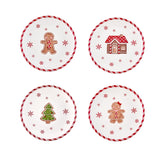 Bico gingerbread-man salad plates set of four with festive pattern and 8.75-inch diameter