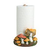 Bicuzat paper towel holder stand with retro mushroom pattern on kitchen counter for quick cleanup