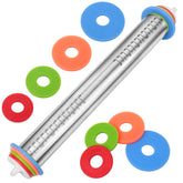 BIDFUL adjustable rolling pin with rings for precise dough thickness control