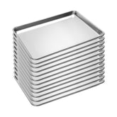 BIEAMA 13x18 baking sheet pan close-up highlighting durable aluminum construction for heavy use.