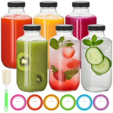 BIGIVACA 16oz square glass bottle with lid, ideal for portable juice.