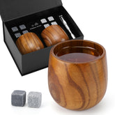 Bigmeta wooden whiskey glasses, two-piece set with 13.5oz capacity for generous pours