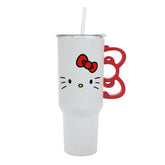 Bioworld Hello Kitty 40 Oz tumbler with sculpted bow handle for on-the-go hydration.