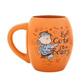 Bioworld Peanuts mug shows Linus in a mummy costume for seasonal flair, ideal for autumn beverages.
