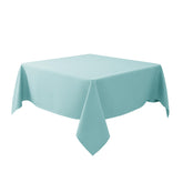 Biscaynebay Auqa Blue square tablecloth 54x54 on dining table for refined look.