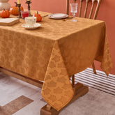 Biscaynebay fall tablecloth in amber with damask leaves for festive dining