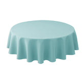 Biscaynebay round tablecloth 70-inch Auqa Blue closeup shows luxurious drape and durable fabric