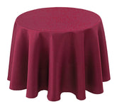 Biscaynebay textured burgundy round tablecloth close-up showing elegant drape for dining