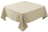 Biscaynebay textured tablecloth 54x54 natural with water-bead spill protection.
