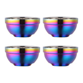 BISDARUN rainbow bowl set with four polished stainless bowls for versatile serving