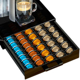 BLACKSMITH FAMILY Vertuo Pod Holder Drawer top view for organized coffee pod storage.