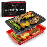 Blazin' Grill prep-serving trays stackable duo ideal for organized barbecue preparation and presentation.