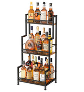 Bliesosfud trapezoid stand front view with stepped shelves for easy bottle access.