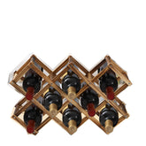 BlissfulScape wine rack front view holding bottles on countertop.