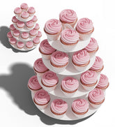 Blissur cupcake stand four-tier white assembly for elegant party displays.