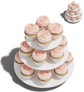 Blissur 3-tier white cupcake stand assembled for elegant dessert display