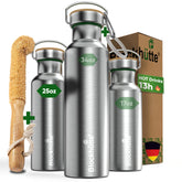Blockhütte 25 oz wide-mouth bottle with secure cap for gym hydration.